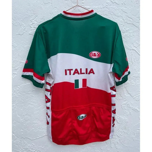 Mens Italia Flag Short Sleeve Full Zip Cycling Jersey Biking Top Tricolor Sz M/L - Picture 9 of 9